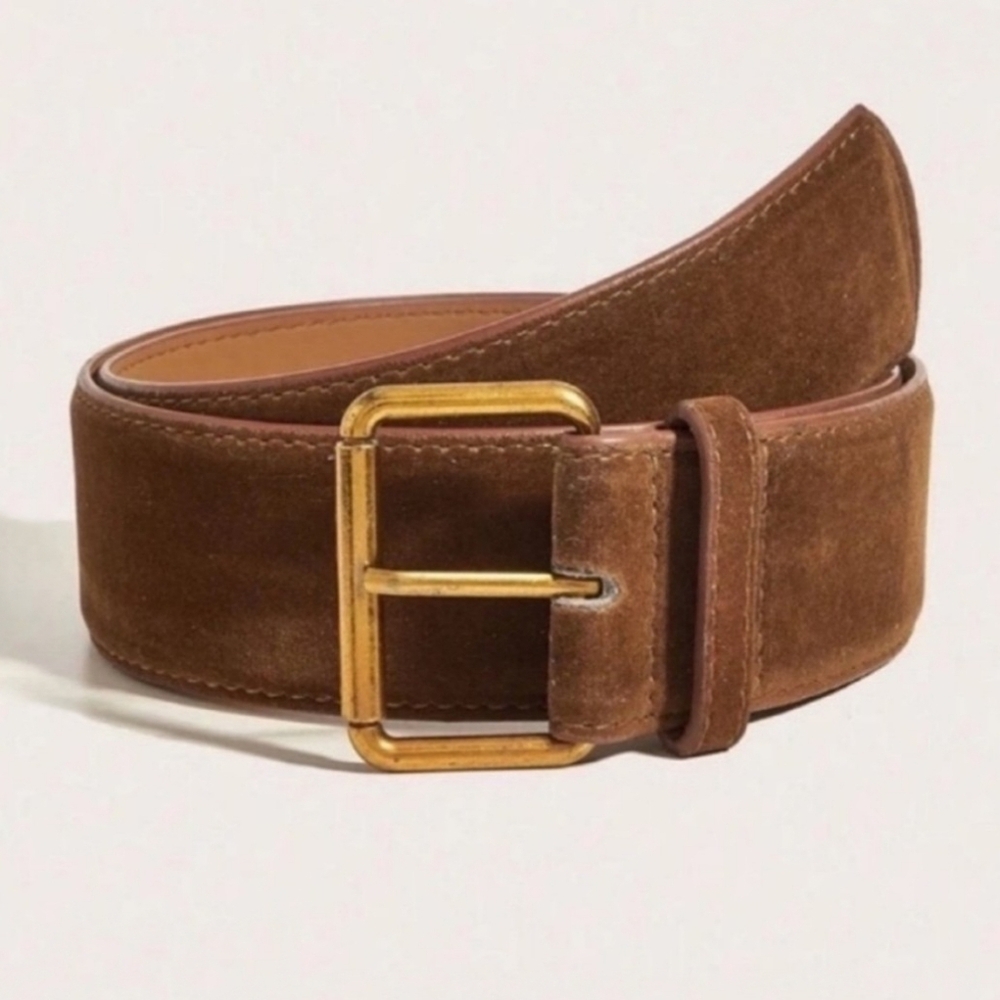 Brown Faux Suede Woman's Belt One Size 41.7" NWOT
